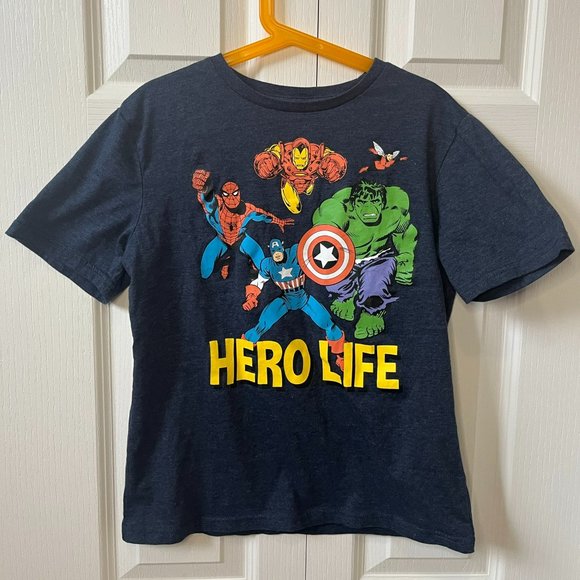 Marvel Boys T-shirt - Super heros Hulk Spiderman Captain America Iron Man - Picture 1 of 5